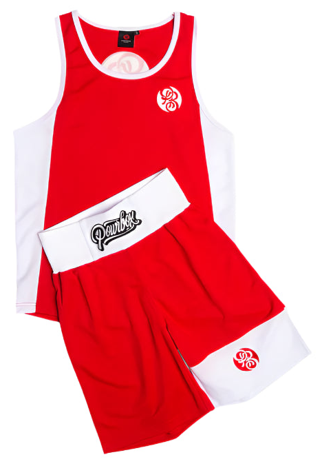 Powrbox Powrlight V1 - Amateur Boxing Competition Shorts - Singlet Set - Red