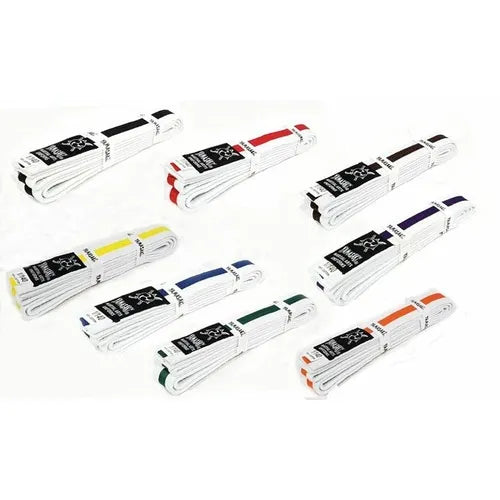 Morgan Yamasaki White Martial Arts Belts - With Coloured Stripe