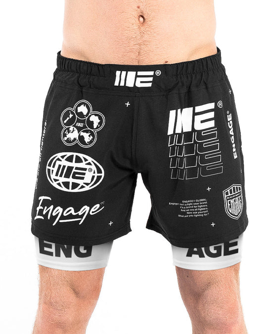 Engage Billboard 2-in-1 Fight Shorts - Black