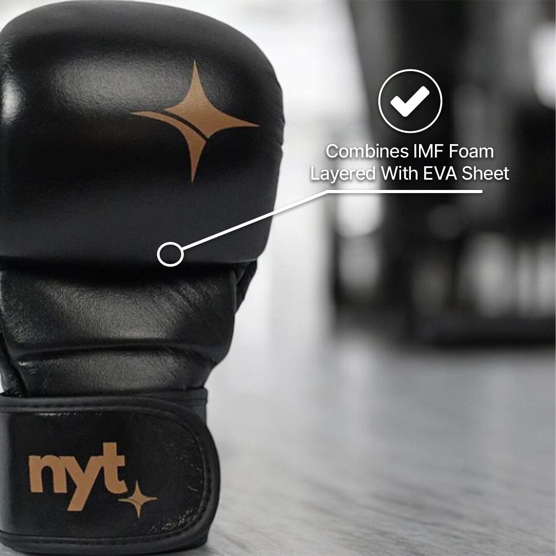 NYT Leather 7oz MMA Sparring Gloves Hybrid Gloves NYT