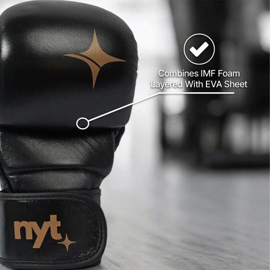 NYT Leather 7oz MMA Sparring Gloves Hybrid Gloves NYT