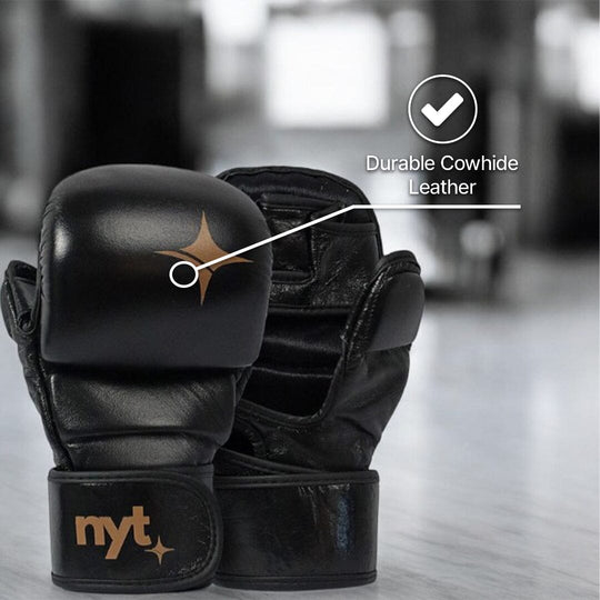 NYT Leather 7oz MMA Sparring Gloves Hybrid Gloves NYT
