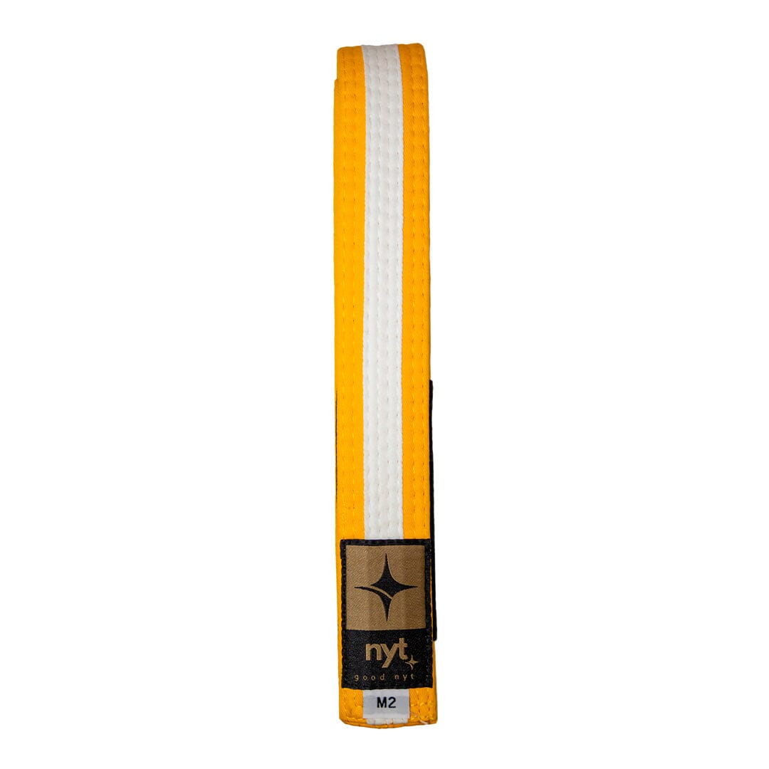 NYT Youth BJJ Gi Belt - Yellow With White Stripe