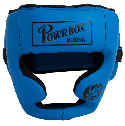 Powrbox New Tradition Headguard - Azure Blue - Matte Blue/Black