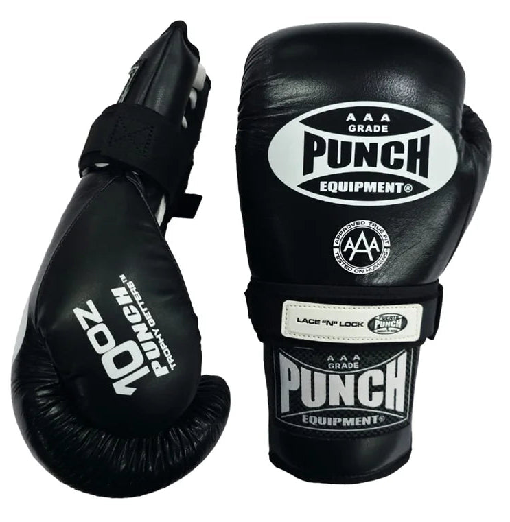 Punch Boxing Gloves - Trophy Getters® - Lace & Lock - Black