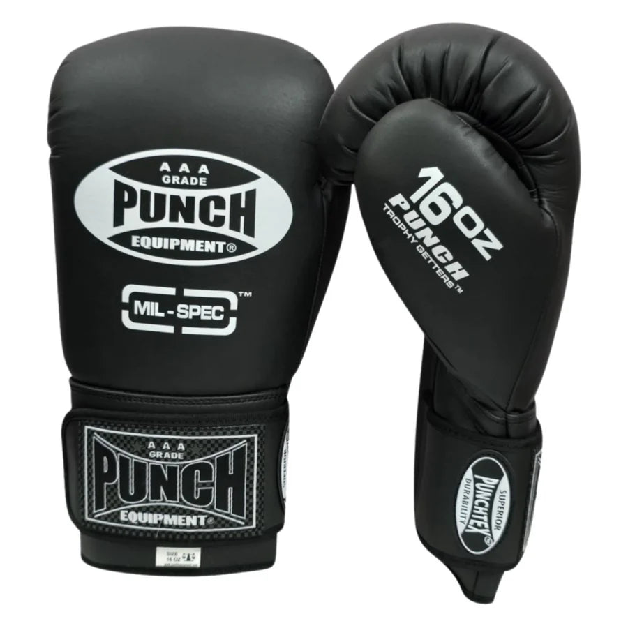 Punch Boxing Gloves - Trophy Getters® Mil Spec™ - Matt Black