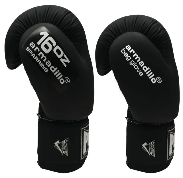 Punch Boxing Gloves Armadillo™ Sparring - 16oz - Matt Black