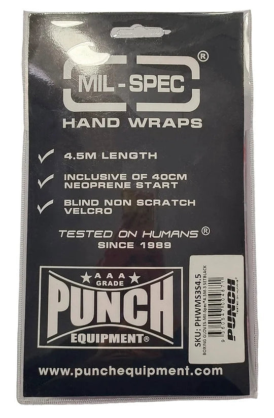 Punch Hand Wraps - Mil Spec® - 4.5m - 3 Set - Black