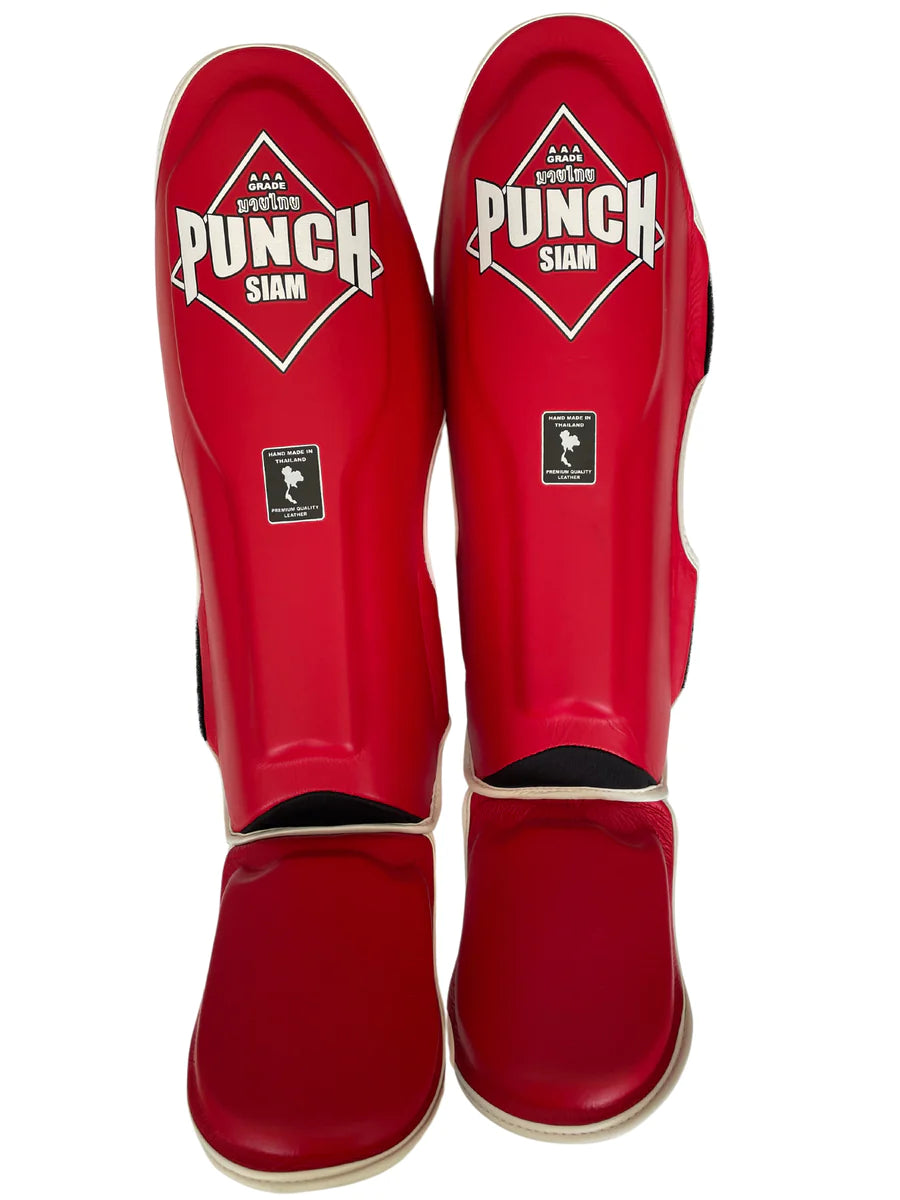 Punch Shin Pads - Siam™ - Leather - Red