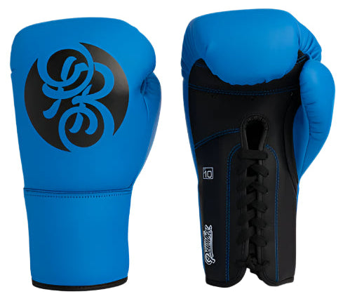 Powrbox Pinnacle Lace-Up Gloves - Azure Blue - Matte Blue/Black