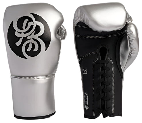 Powrbox Pinnacle Lace-Up Gloves - Titanium Black - Silver/Matte Black