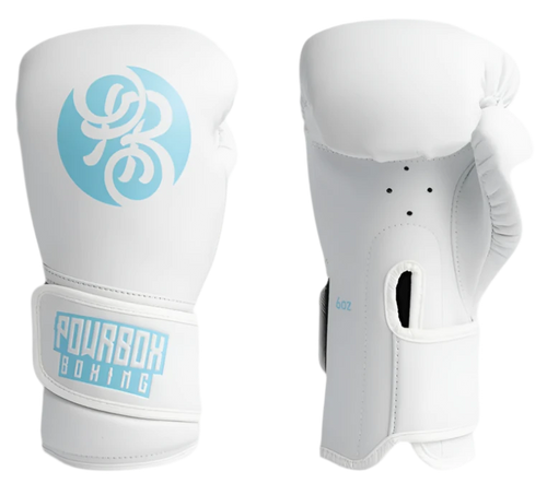 Powrbox Cub Kids Gloves - Iceman - 6Oz - Matte White/Ice Blue