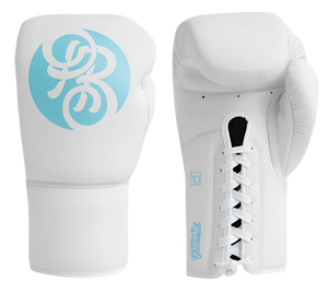 Powrbox Pinnacle Lace-Up Gloves - Iceman - Matte White/Ice Blue