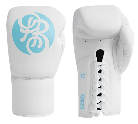 Powrbox Pinnacle Lace-Up Gloves - Iceman - Matte White/Ice Blue