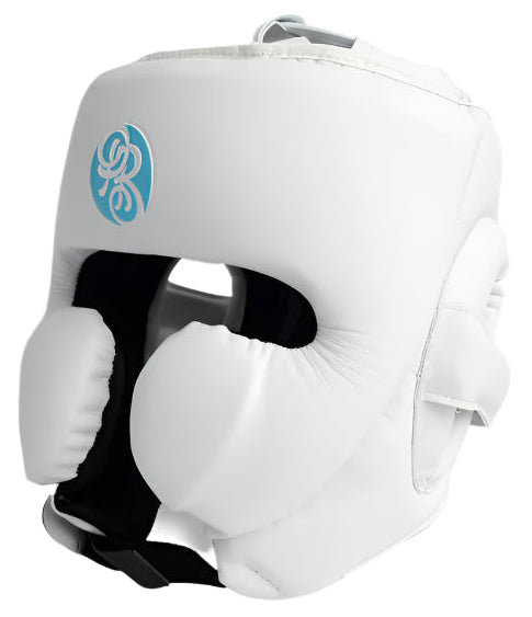 Powrbox Gladiator Headguard - Iceman - Matte White/Ice Blue