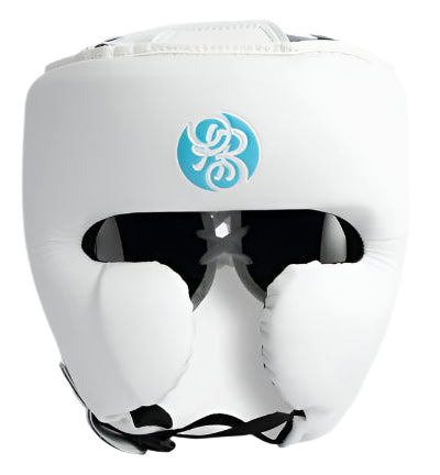 Powrbox Gladiator Headguard - Iceman - Matte White/Ice Blue