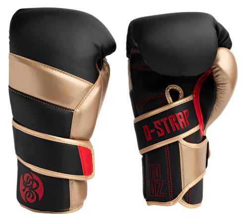 Powrbox D-Strap Double Velcro Gloves - Money Makers - Matte Black/Gold/Red