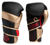 Powrbox D-Strap Double Velcro Gloves - Money Makers - Matte Black/Gold/Red
