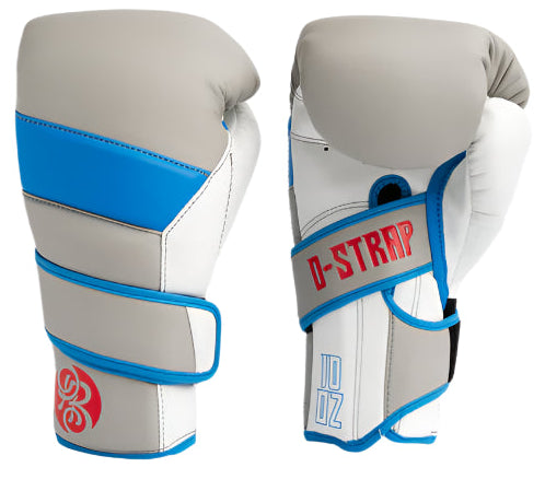 Powrbox D-Strap Double Velcro Gloves - Coolio - Matte Grey/Blue/White