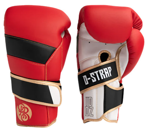 Powrbox D-Strap Double Velcro Gloves - Reign - Matte Red/Black/Gold