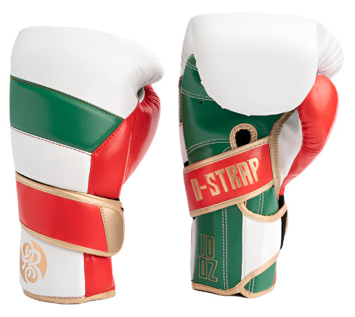 Powrbox D-Strap Double Velcro Gloves - Dash - White/Red/Green