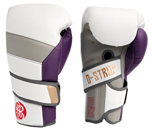 Powrbox D-Strap Double Velcro Gloves - Purple Haze - White/Matte Grey/Matte Purple