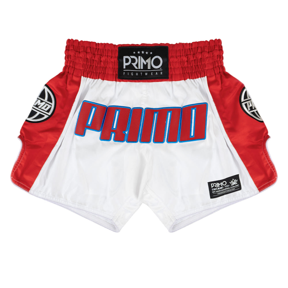 Primo Trinity Muay Thai Shorts - White/Red