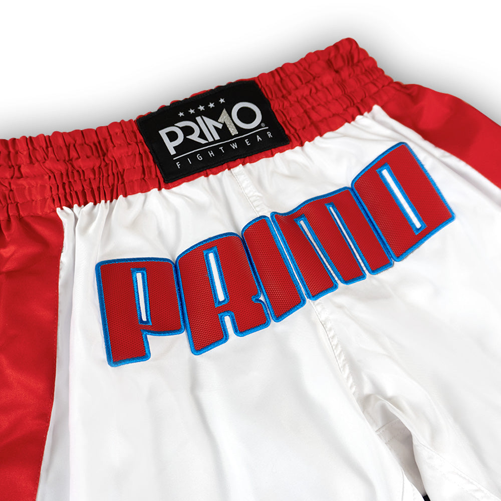 Primo Trinity Muay Thai Shorts - White/Red