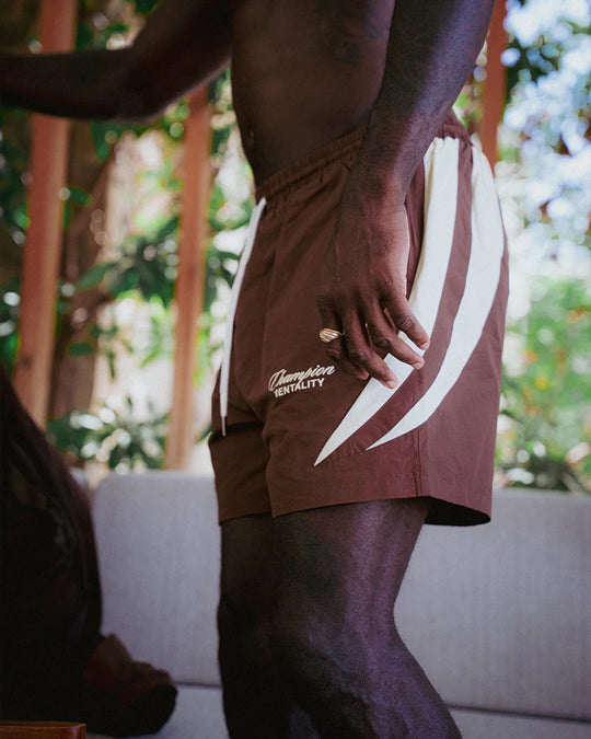 Engage Champion Mentality Track Shorts - Brown/White