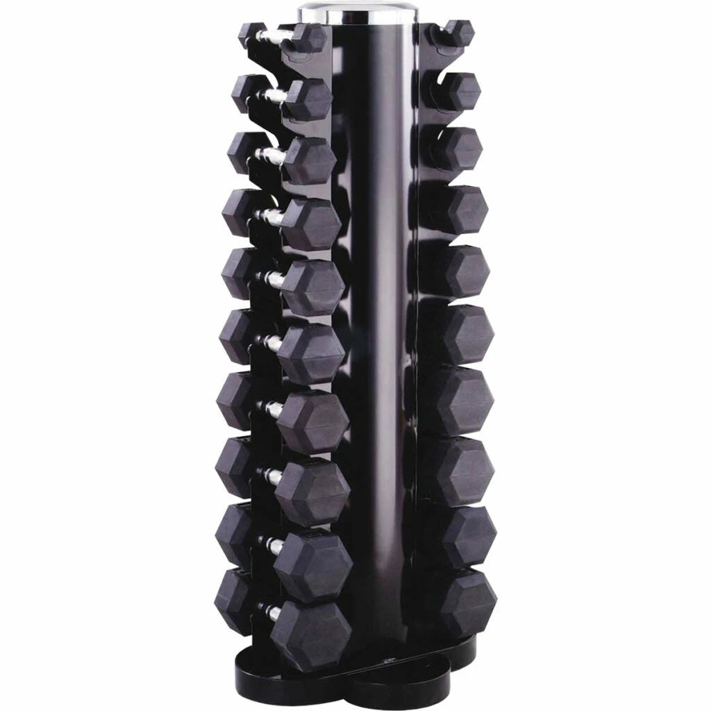 Morgan Rubber Hex Pack 110kg - 1-10kg + Vertical Stand