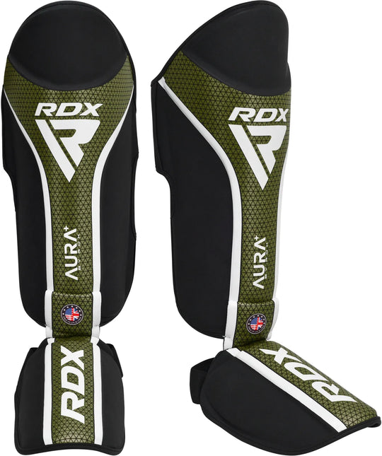 RDX T17 Aura Plus MMA Shin Guards - Army Green