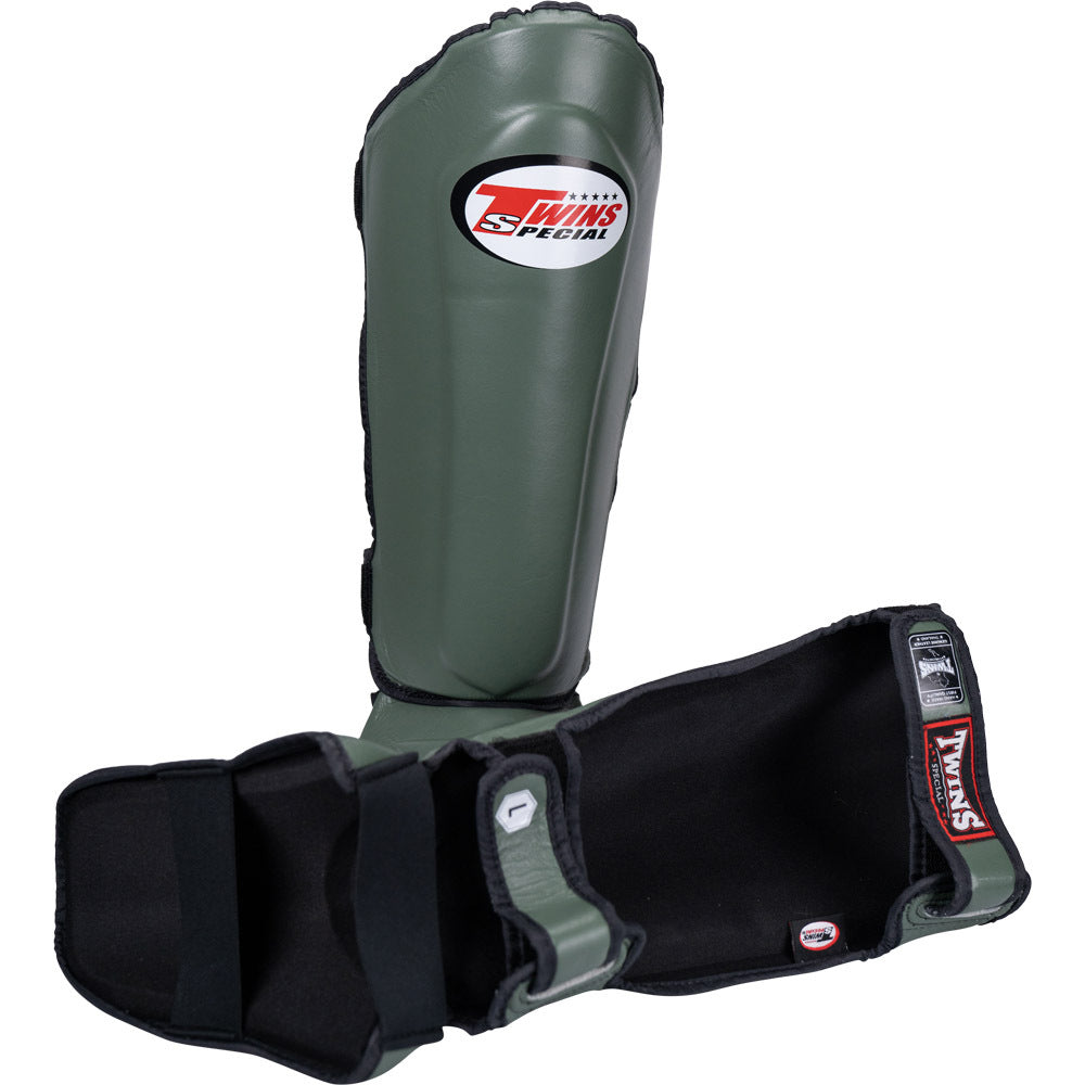Twins Special SGL10 Leather Shin Guards - Olive