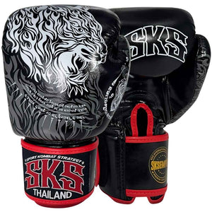 SKS UV Art of Tiger Muay Thai Gloves - Black/White