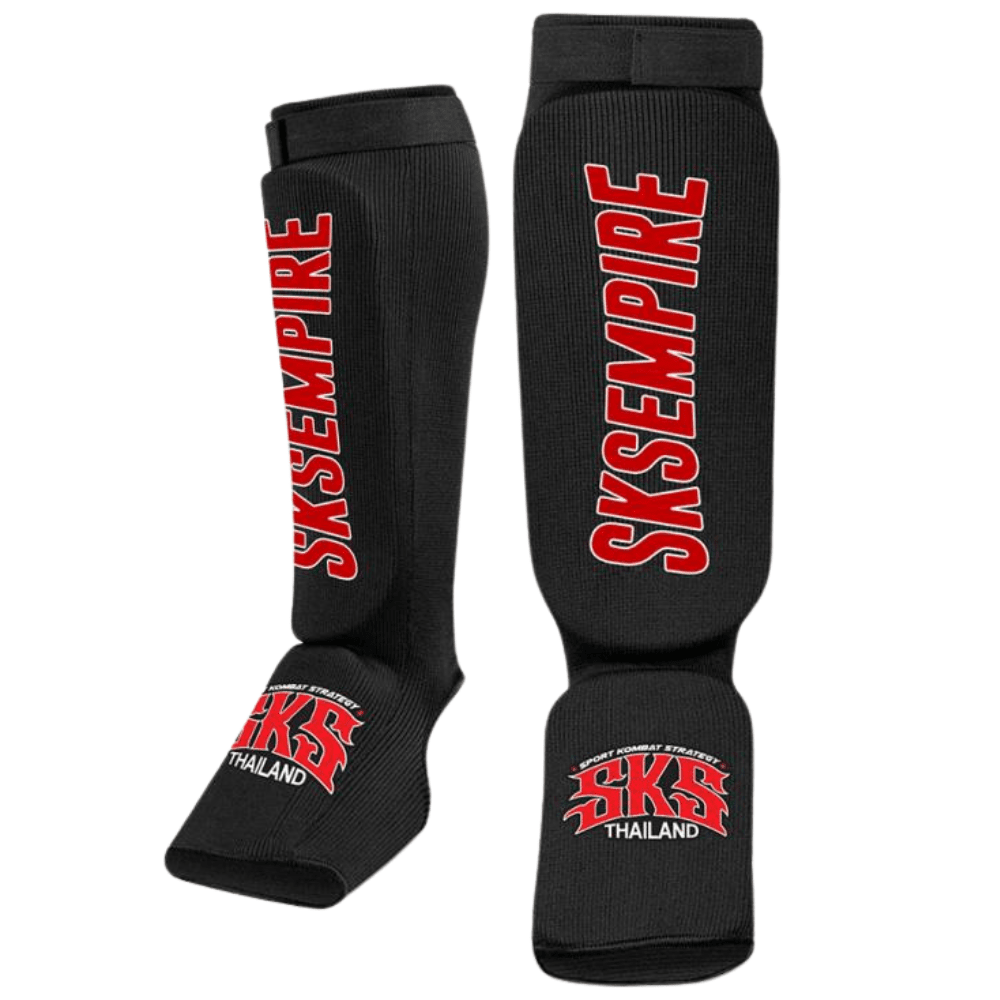 SKS Step In Padded Shin Guard - Black/Red