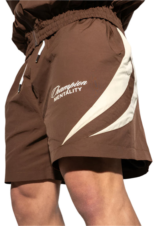 Engage Champion Mentality Track Shorts - Brown/White
