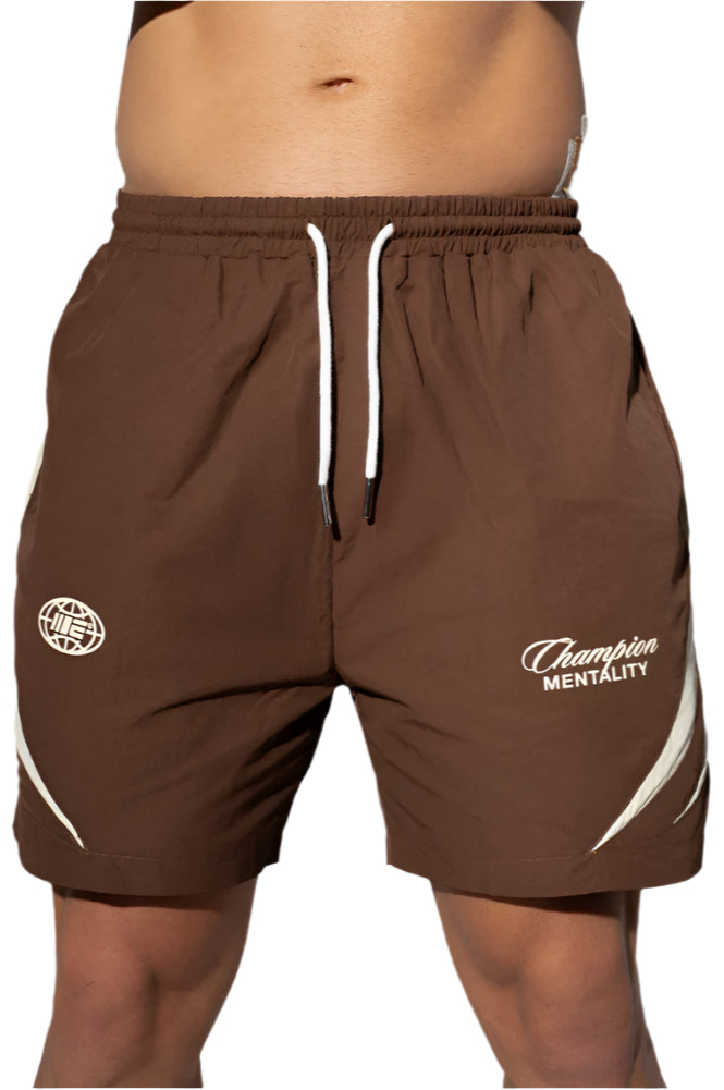 Engage Champion Mentality Track Shorts - Brown/White