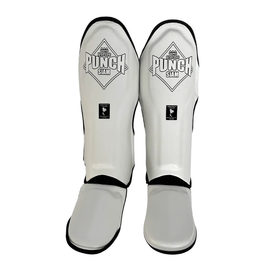 Punch Shin Pads - Siam™ - Leather - White