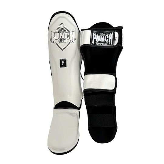 Punch Shin Pads - Siam™ - Leather - White