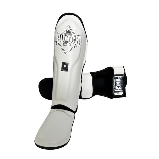 Punch Shin Pads - Siam™ - Leather - White