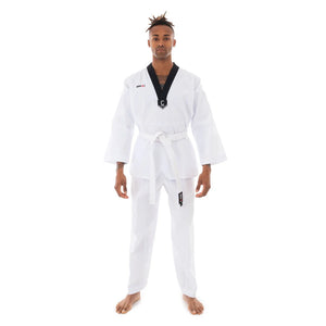 SMAI Taekwondo Uniform Classic - 8oz Ribbed Student Dobok (Black V-Neck)