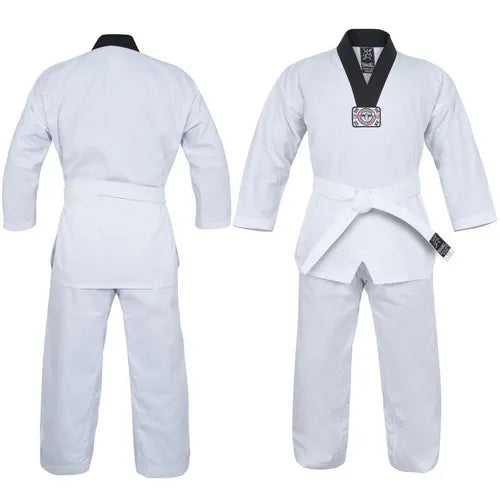 Morgan Yamasaki V2 Ribbed Taekwondo Uniform - Black V Neck - 8Oz