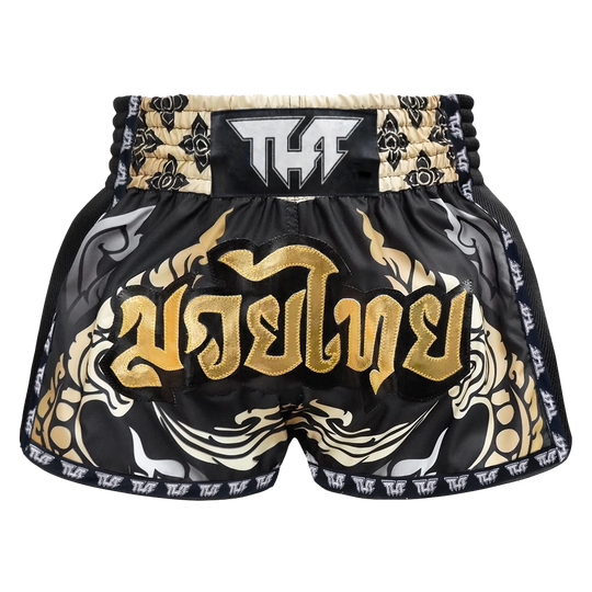 Tuff King of Naga Black Retro Muay Thai Shorts