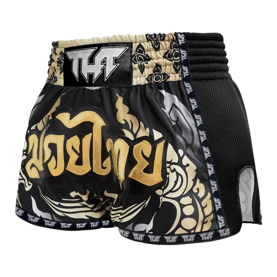 Tuff King of Naga Black Retro Muay Thai Shorts