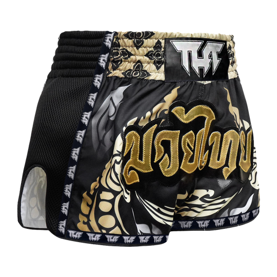 Tuff King of Naga Black Retro Muay Thai Shorts