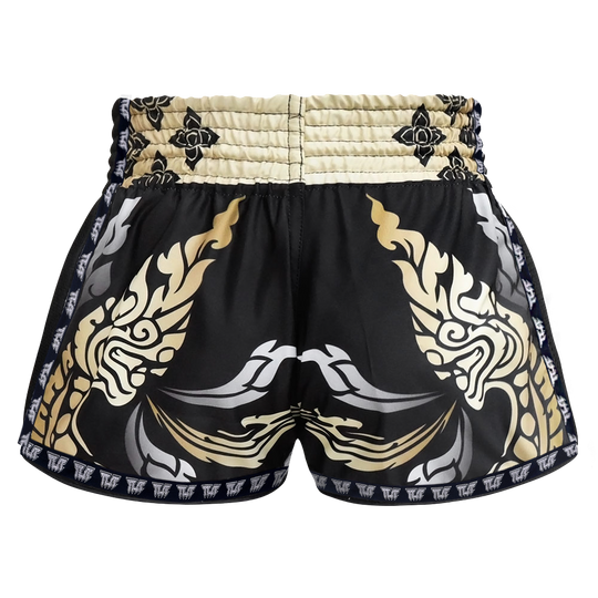 Tuff King of Naga Black Retro Muay Thai Shorts