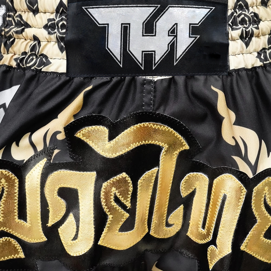 Tuff King of Naga Black Retro Muay Thai Shorts