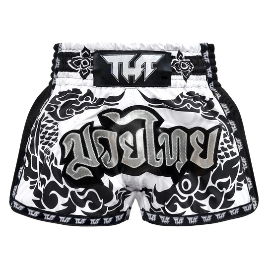 Tuff The Great Hongsa White Retro Muay Thai Shorts