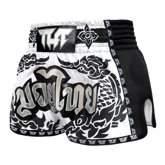 Tuff The Great Hongsa White Retro Muay Thai Shorts