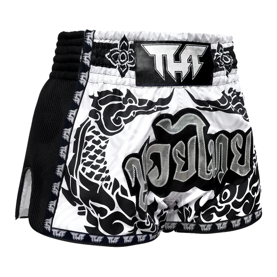 Tuff The Great Hongsa White Retro Muay Thai Shorts