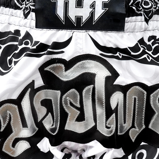 Tuff The Great Hongsa White Retro Muay Thai Shorts